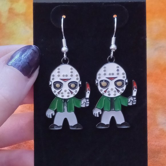 Handmade JASON VOORHEES Horror Earrings - Picture 2 of 6